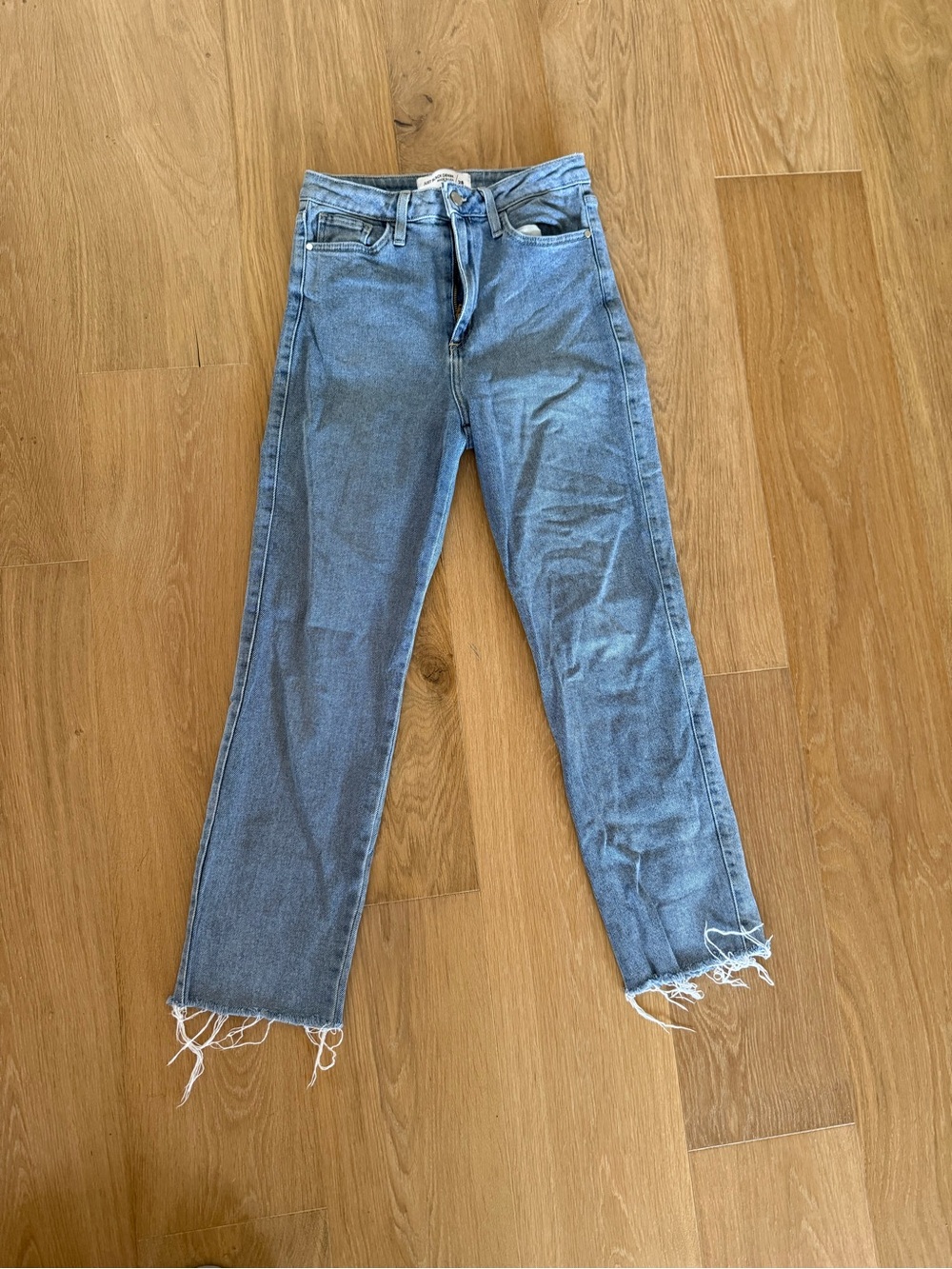 Just Black Light Blue Straight Leg Jeans with Raw Hem
